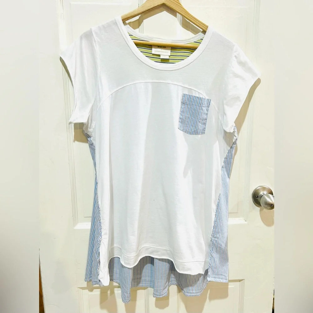 MAEVE Anthropologie Darcy Tunic Tee Striped Coastal Preppy Relaxed Size S - Picture 6 of 10